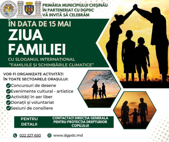 Municipalitatea a pregătit un șir de evenimente dedicate Zilei Internaționale a Familiei 